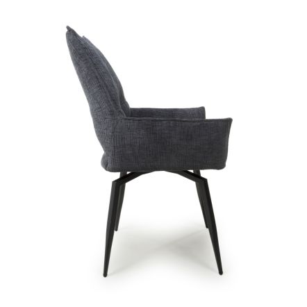 Flair Dakar Textured Effect Charcoal Swivel Chair (Pair)