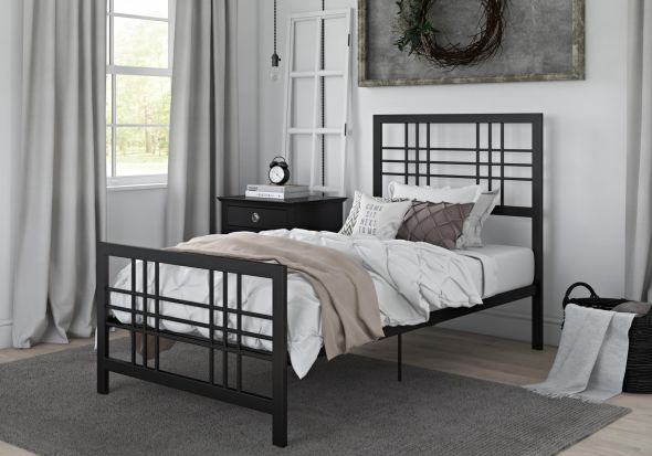 Dorel Burbank Single Black Metal Bed