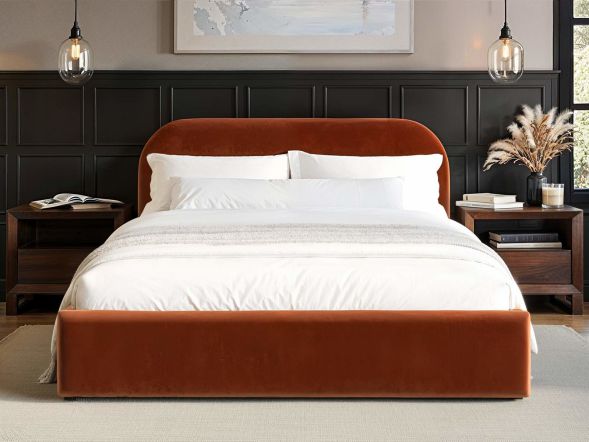 Flair Alba Ottoman Bed Burnt Orange Velvet