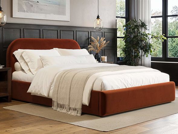 Flair Alba Ottoman Bed Burnt Orange Velvet