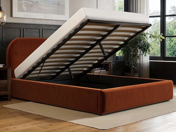 Flair Alba Ottoman Bed Burnt Orange Velvet