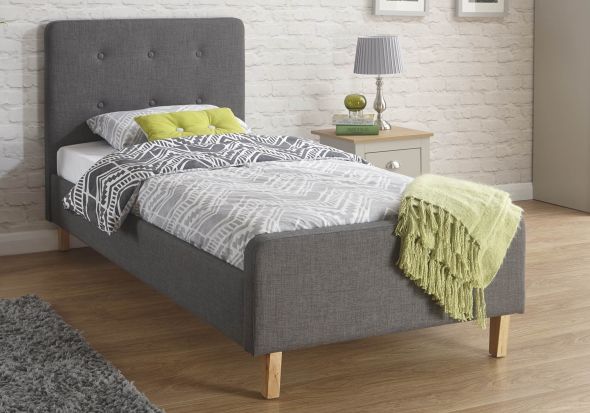 GFW Ashbourne Grey Fabric Bed Frame
