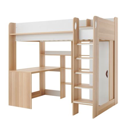 Flair Ava High Sleeper Bed with Desk, Wardrobe and Storage