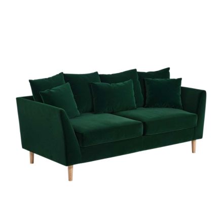Solace+Co Avery 3 Seater Scatter Cushion Back Sofa Bottle Green Velvet