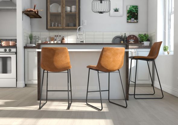 Bowden Upholstered Moulded Counter Stool Caramel Maple
