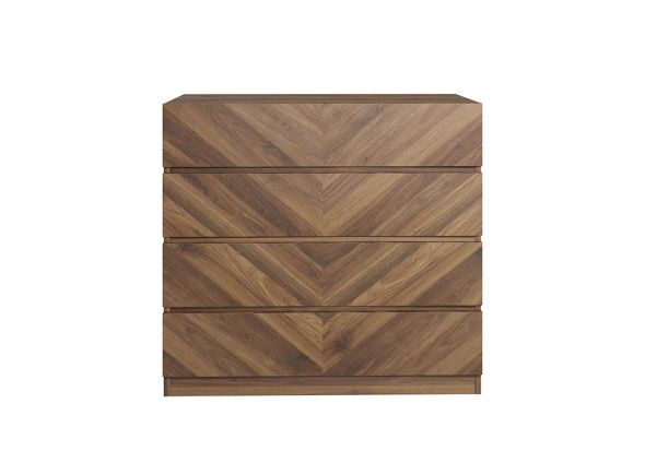 GFW Catania 4 Drawer Chest modern style herringbone design available in an oak or walnut effect finish