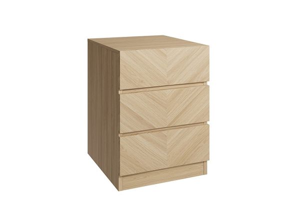 GFW Catania 3 Drawer Bedside Table modern style herringbone inspired design available in an oak or walnut effect finish