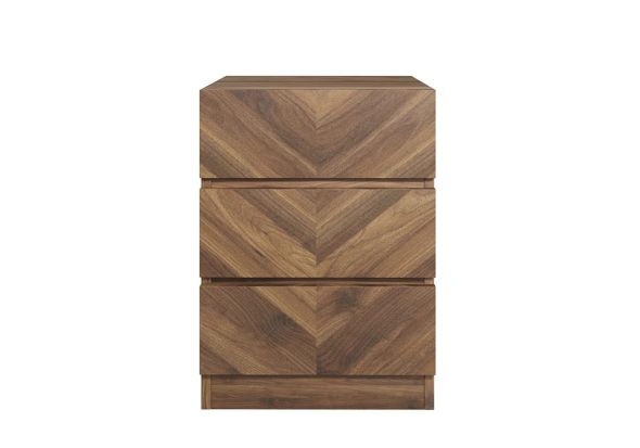 GFW Catania 3 Drawer Bedside Table modern style herringbone inspired design available in an oak or walnut effect finish