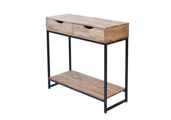 LPD Mirelle Console Table Solid Oak Black Metal Frame