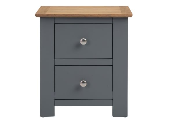 Flintshire Furniture Heritage Grey & Smoked Oak 2 Drawer Bedside Cabinet