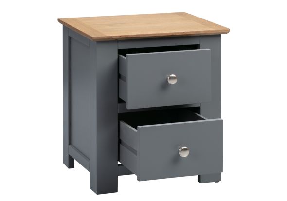 Flintshire Furniture Heritage Grey & Smoked Oak 2 Drawer Bedside Cabinet