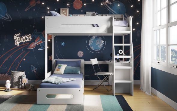 cosmic high sleeper with pink futon bed