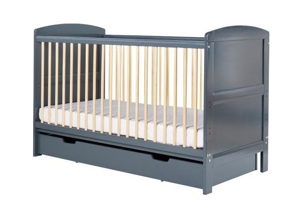 Classic style cot bed white and natural wood with drawer below by Ickle Bubba