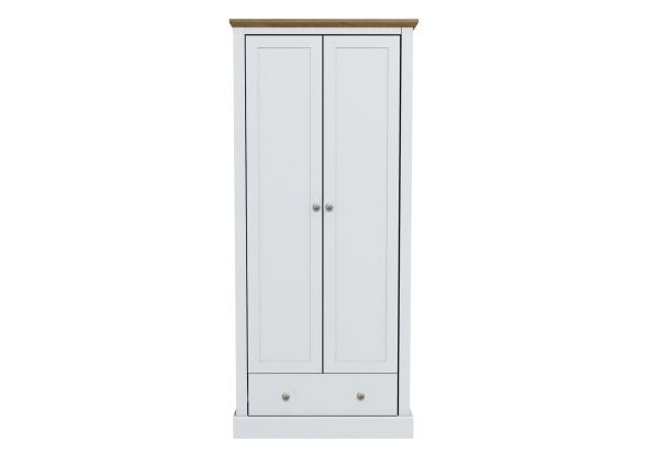 LPD Devon 2 Door 1 Drawer White & Oak Wardrobe