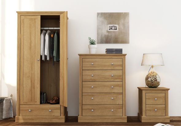 LPD Devon 2 Drawer Oak Bedside