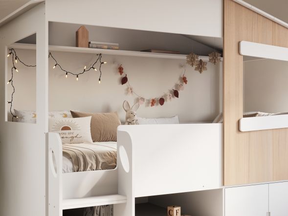 Flair Dreamland House Bed with Storage White & Oak