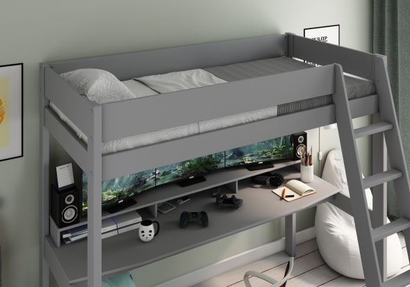 Kids Avenue Estella Grey High Sleeper with Gaming Desk
