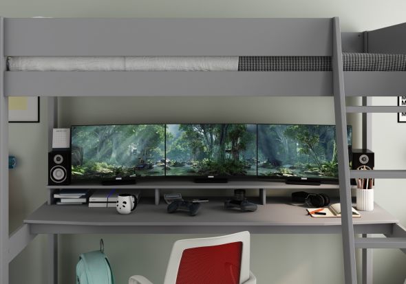 Kids Avenue Estella Grey High Sleeper with Gaming Desk
