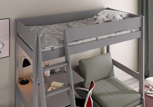 Kids Avenue Estella Grey High Sleeper with Desk and Sofabed