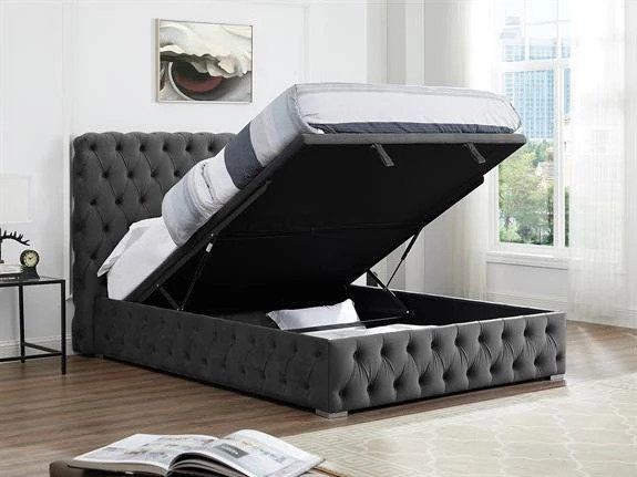 Flair Saunton Fabric Ottoman Kingsize Grey
