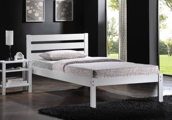 Contemporary white shaker style bed made from solid wood by Flintshire Furniture