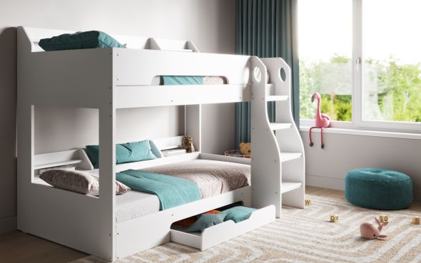 Flair Flick Bunk Bed White With Shelves And Drawer
