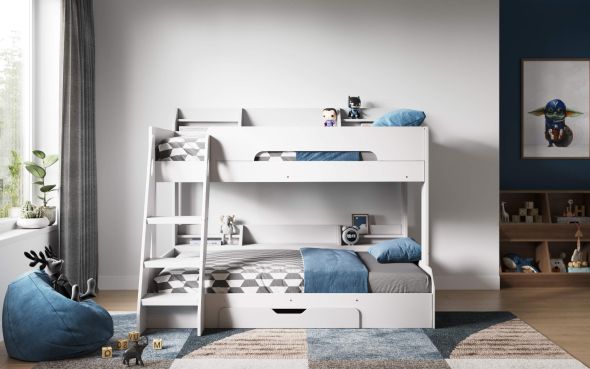 Flair Flick Triple Bunk Bed White With Storage
