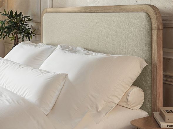 Flair Freya Upholstered Wooden Bed Cream Linen