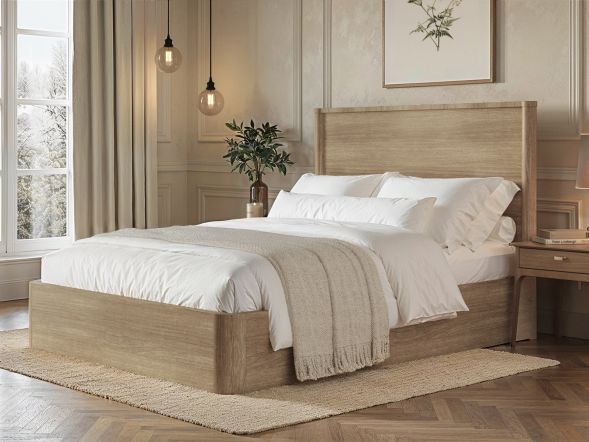 Flair Elias Wooden Bed Whitewash Oak