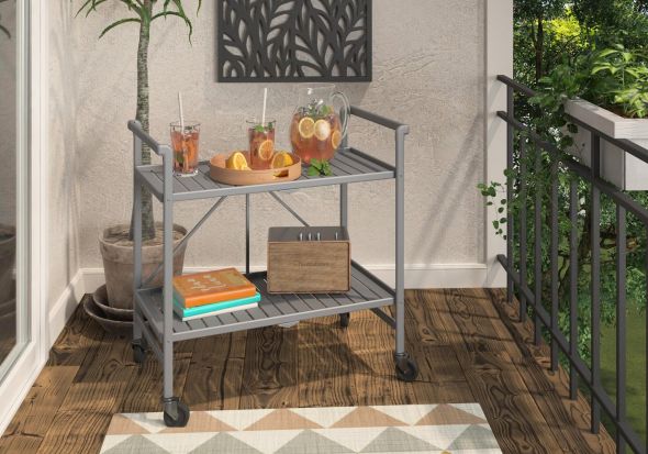 Cosco Intellifit Outdoor/Indoor Folding Serving Cart Slatted
