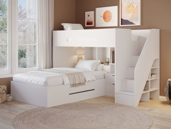 Flair Greyson Staircase Triple Bunk Bed with Storage