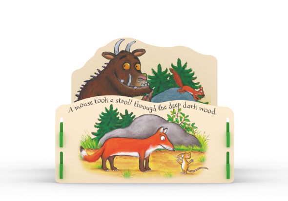 A brightly coloured Gruffalo themed junior bed with high quality images of the Graffalo, Fox and Mouse