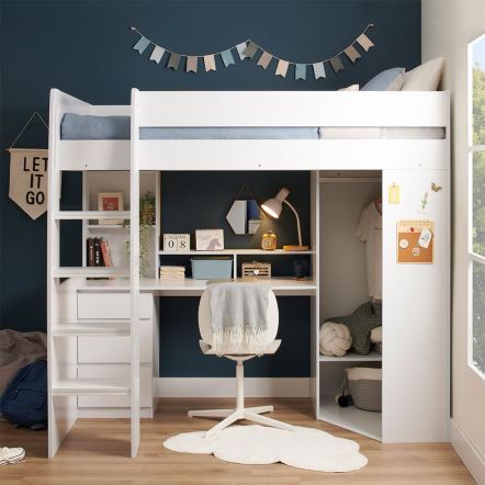Flair Harper High Sleeper Bed with Desk, Wardrobe and Storage