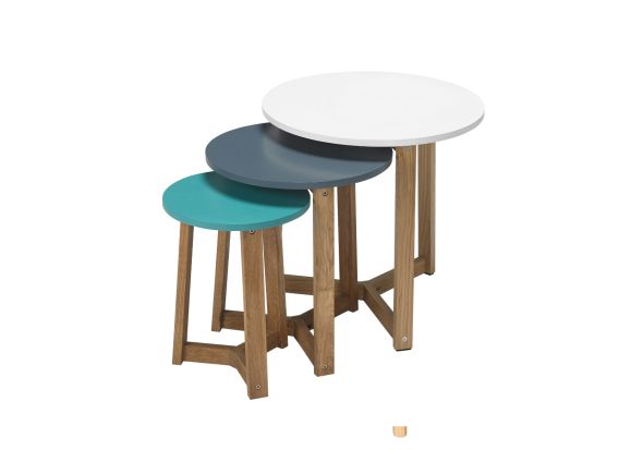LPD Jasper Round 3 Colour Nesting Tables - Oak