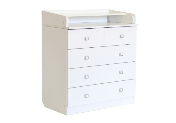 Kidsaw Kudl Kids 5 Drawer Unit With Changing Board & Storage - White