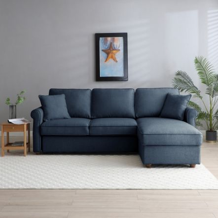 Johnby Corner Sofa Bed - Eros Navy Textured Weave
