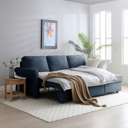 Johnby Corner Sofa Bed - Eros Navy Textured Weave