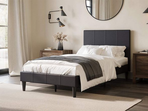 Flair Leto Faux Leather Bed Frame Brown