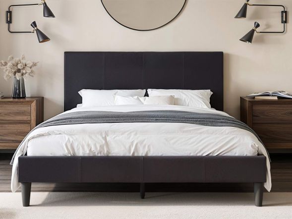 Flair Leto Faux Leather Bed Frame Brown