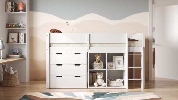 Flair Loop Midsleeper Bed Full Set-White
