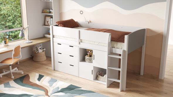 Flair Loop Mid Sleeper Bed Full Storage Set With Doors