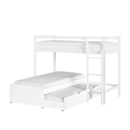 Flair Lucia L Shaped Bunk Bed with Trundle White