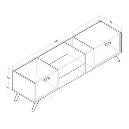 Kidsaw LV19 TV Cabinet 1.6m Dark Grey