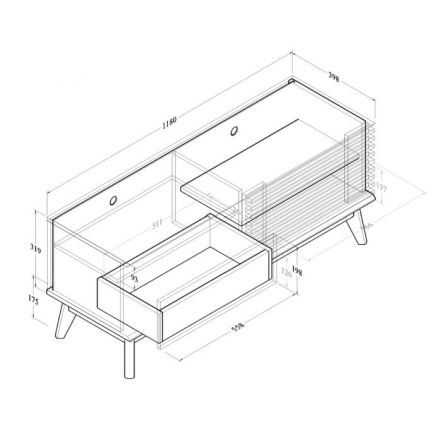 Kidsaw LV41 TV Cabinet 1.2m Columbian Walnut