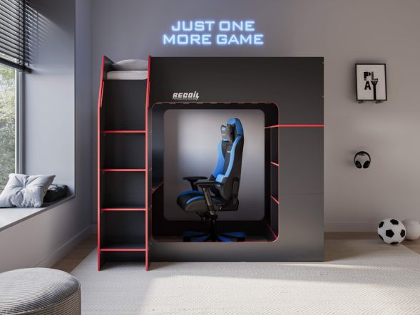 Recoil Meridian Gaming High Sleeper with Storage Black & Red