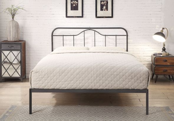 Flintshire Furniture Oakenholt Black & Silver Metal Bed Frame