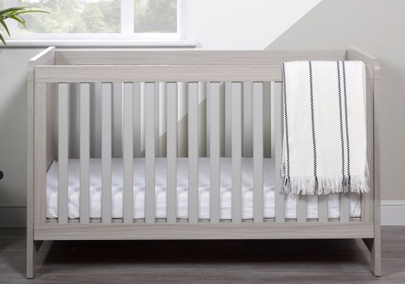 Ickle Bubba Pembrey Cot Bed modern style, ash grey with slatted base