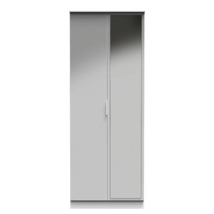 Welcome Furniture Plymouth 2ft6in Mirror Robe - Uniform Glass, White Matt