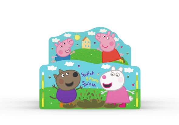 Peppa Pig junior bed frame brightly coloured images of Peppa Pig George and friends