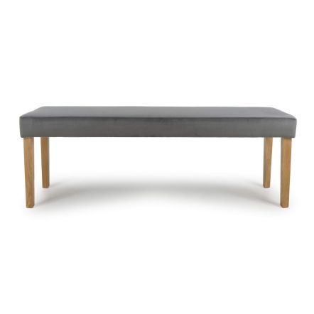 Flair Durham Large Backless Brushed Velvet Grey Bench